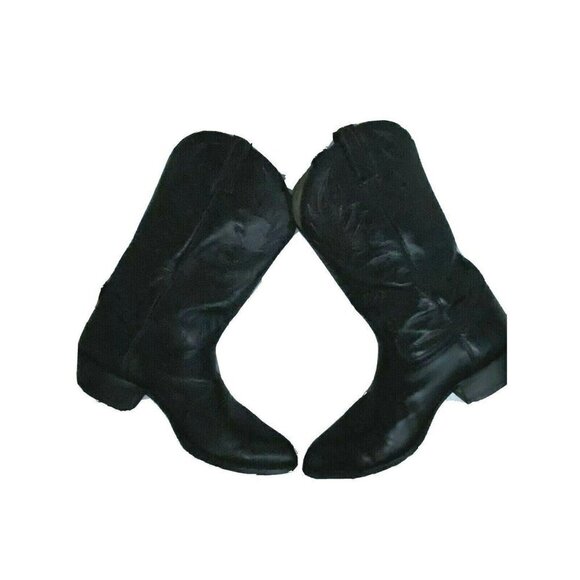 Dan Post Mens Black Leather Western Cowboy Country Boots US 10.5 Pull On - Picture 6 of 11